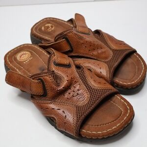 Earth Origins Spirit Gelron 2000 Brown Leather Adj Strap Sandals Mens 9 Shoes